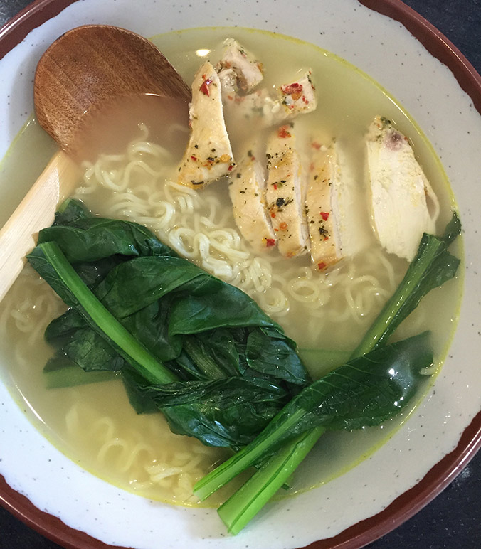 Home made chicken noodle soup from instant