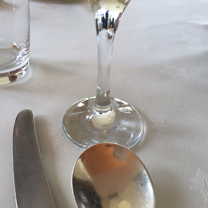 Champagne glass and spoon